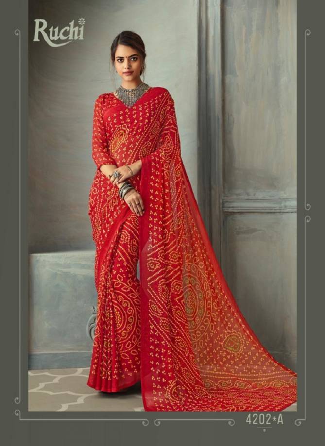 RUCHI SUPER KESAR CHIFFON Latest Fancy Designer Regular Casual Wear Printed Chiffon Saree Collection
